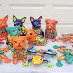 Beautiful Talavera Animal Figures Handcrafted & Handpainted In Mexico