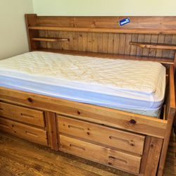 Twin Bed Frame with Storage + Mattress