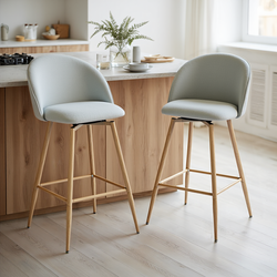 Homy Casa HASEEB Counter Fabric Barstool "46.5 x 50.5 x 94" Swivel Bar Stool for Kitchen Island, Dining, Home Bar Open Box