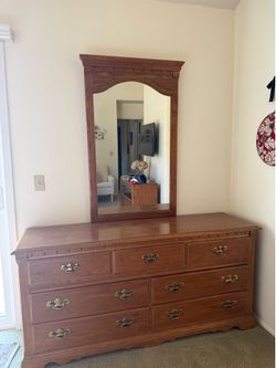 Dresser with mirror and nightstand