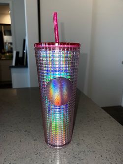 Starbucks Tumbler 2024 Iridescent Pink Silver Bubblegum