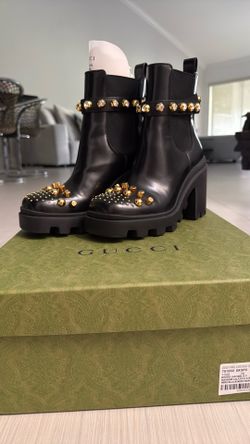 Gucci Platform Boots Size36 Black Leather Ankle Boots Calfskin