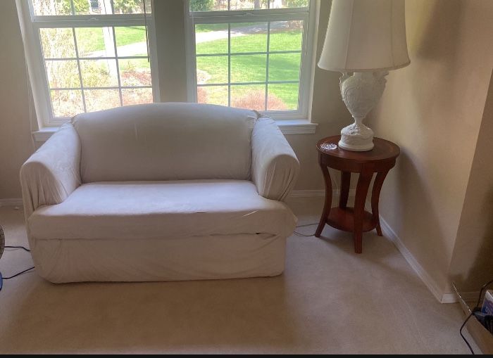 Twin Sofa Sleeper Slip Covered White