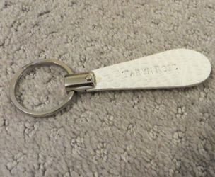 Taryn Rose White Leather Keychain