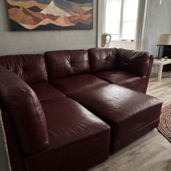 Leather Couch With Ottoman