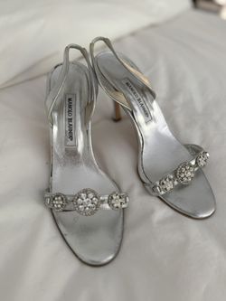 Manolo Blahnik Holiday Sandal Heels Silver