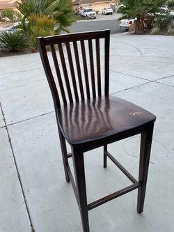 Dark Wood Bar Height Stool with Back