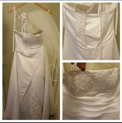 Strapless Wedding Dress and Vail