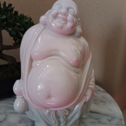 Vintage UC&GC JAPAN White Laughing Maitreya Buddha Statue 9" No Chips Or Cracks 
