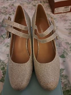 VJV- Silver sparkling dress shoes with bow strap