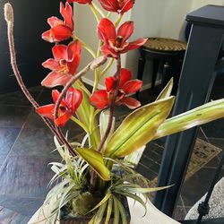 2 Indoor Faux Flower Potted Plants