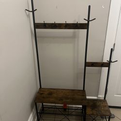 VASAGLE Hall Tree with Bench and Shoe Storage, Entryway Coat Rack with Shoe Bench, 11.8 x 31.7 x 71.5 Inches, Vintage Brown and Ink Black.