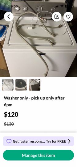 Washer - pick up after 6pm