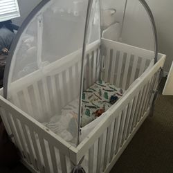 Free Baby/toddler Crib With Mattress, Sheets And Mesh Crib Tent