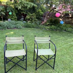 Sale: 2  great antique metal Director chairs