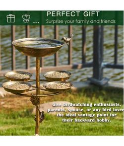 43" H Metal Bird Bath and Feeder for Outside With 4 Tray - Outdoor Garden Yard Patio Decor