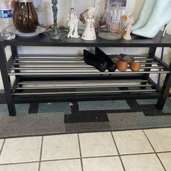 Foyer Bench w/ double shoe rack 