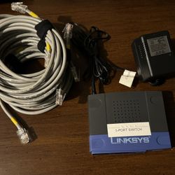 Linksys 5-Port 10/100 Workgroup Switch with Ethernet Cords 