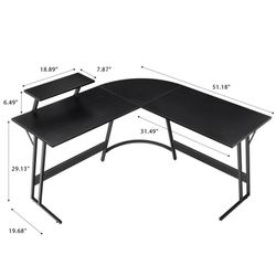 L Shaped Computer Desk with Monitor Stand