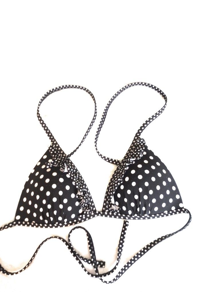 Arizona Jeans Bikini Top Black and White Polka Dots, Size XL