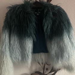 Blue ombre Fur Coat Size XS