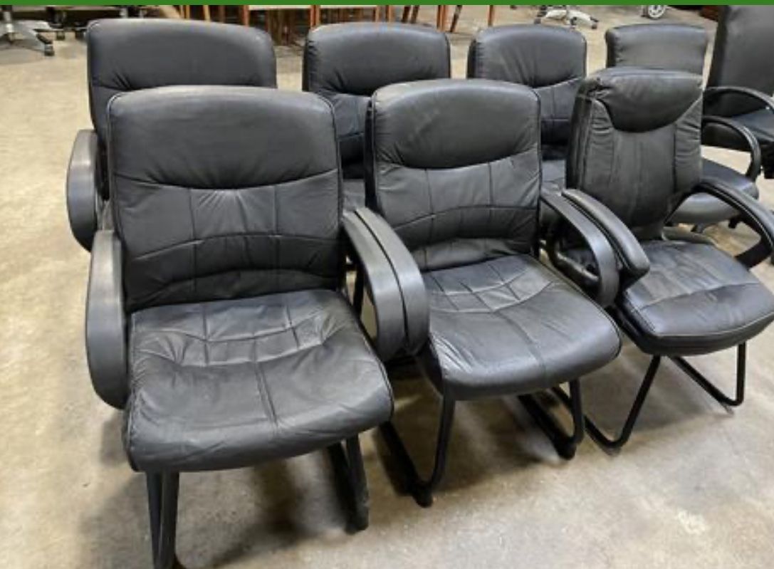 5 Matching Black Office Guest Chairs W/ Arms! Only $25 Ea!