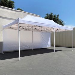 (Brand New) $205 Heavy-Duty Canopy 10x20 ft with (2 Sidewalls), EZ Popup Shade Outdoor Gazebo, Carry Bag