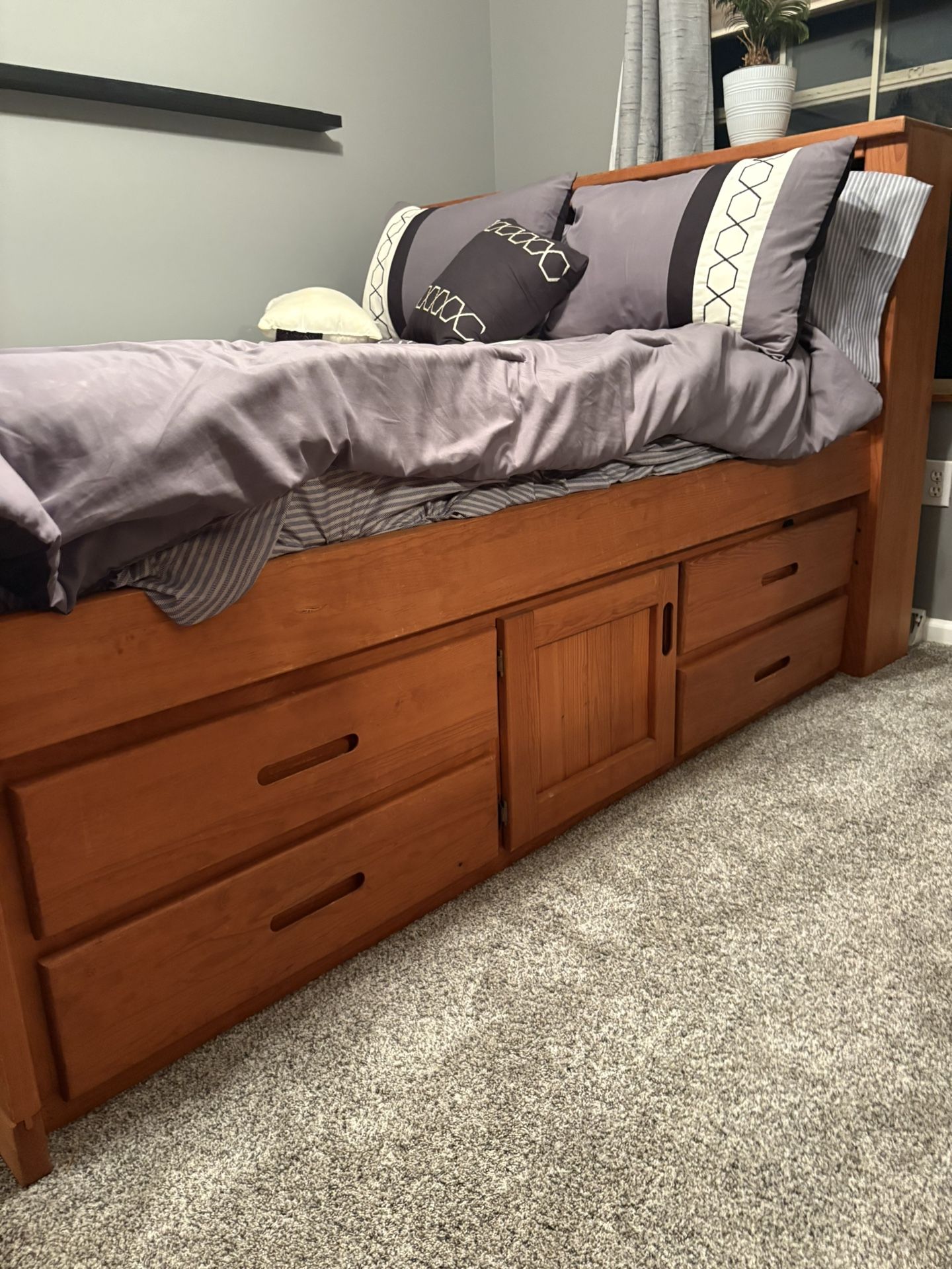 Full Bed ( With Four Drawers Under Bed). Dresser With Mirror, And Chest Of Drawers