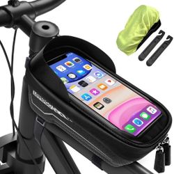 Bike Phone Front Frame Bag Waterproof Bicycle Bag Top Tube Bike Bags Phone Mount Pack Phone Case for 6.5’’ iPhone 11 XS Max XR,Cycling Phone Mount Bag