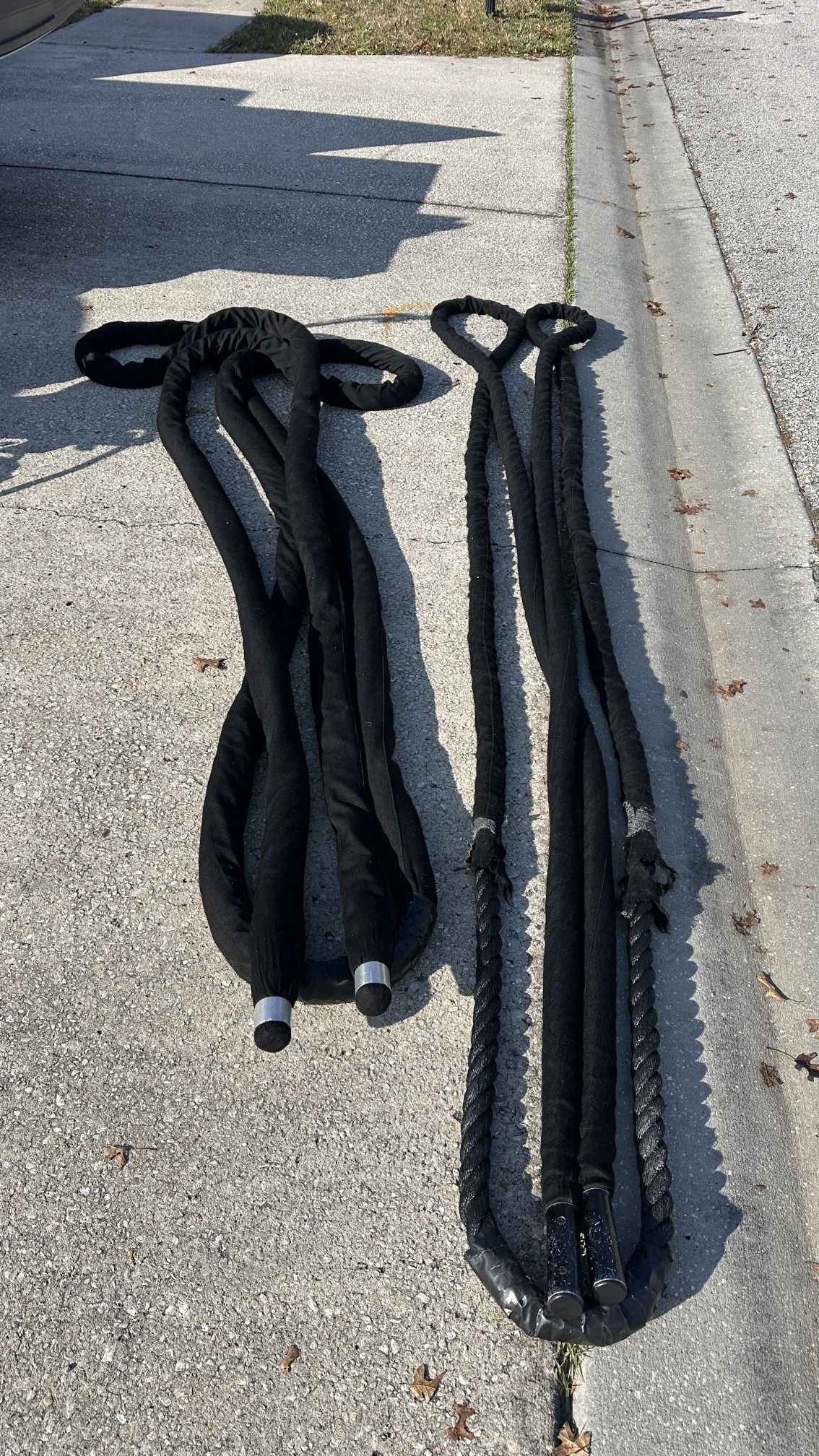 2 Battle Ropes 1 Heavy 1 Medium Workout Fitness Home Home Gym Workout Exercise Fitness Training Equipment Man Woman Boy Girl