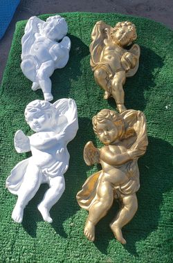 Cement Hanging Cupid Angles