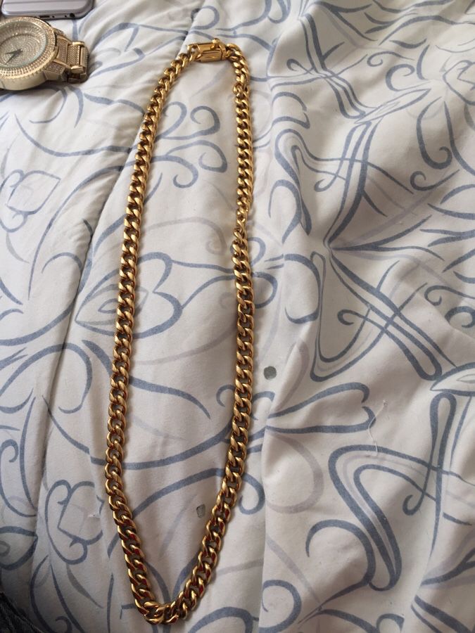 Gold watch and cubalink chain