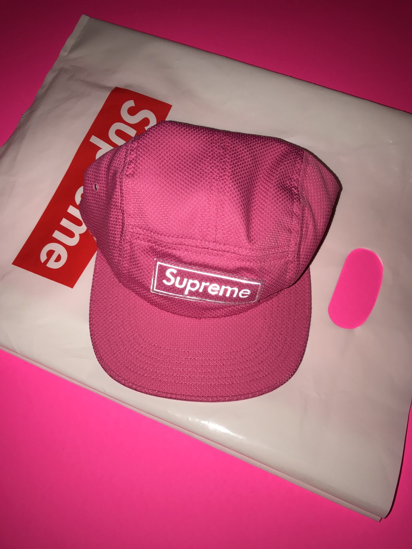 New Supreme pink camp hat cap nylon