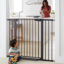 New In Box Cumbor 36" Extra Tall Baby Gate for Dogs and Kids with Wide 2-Way Door, 29.7"- 46" Width, and Auto Close