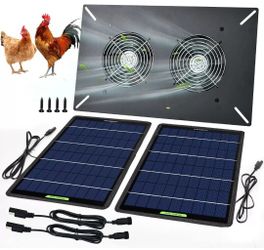 Solar Waterproof Powered Fan Kit 20W Solar Panel 2 Pcs High Speed DC Exhaust Fan