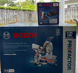 Bosch Miter Saw - GCM18V-10SDN NEW + (2) CORE18V 4Ah Batteries + Charger  - Price: $549 OBO