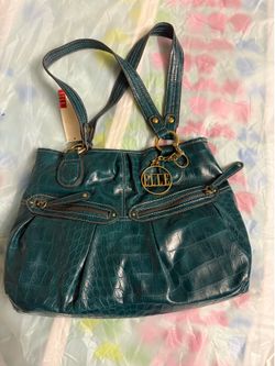 Fashion Elle Teal Handbag with Gold Charm