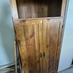 Wood Cabinet with Hutch and two Doors
