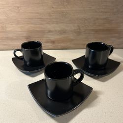 3 black espresso coffee set-$10- West Kendall 