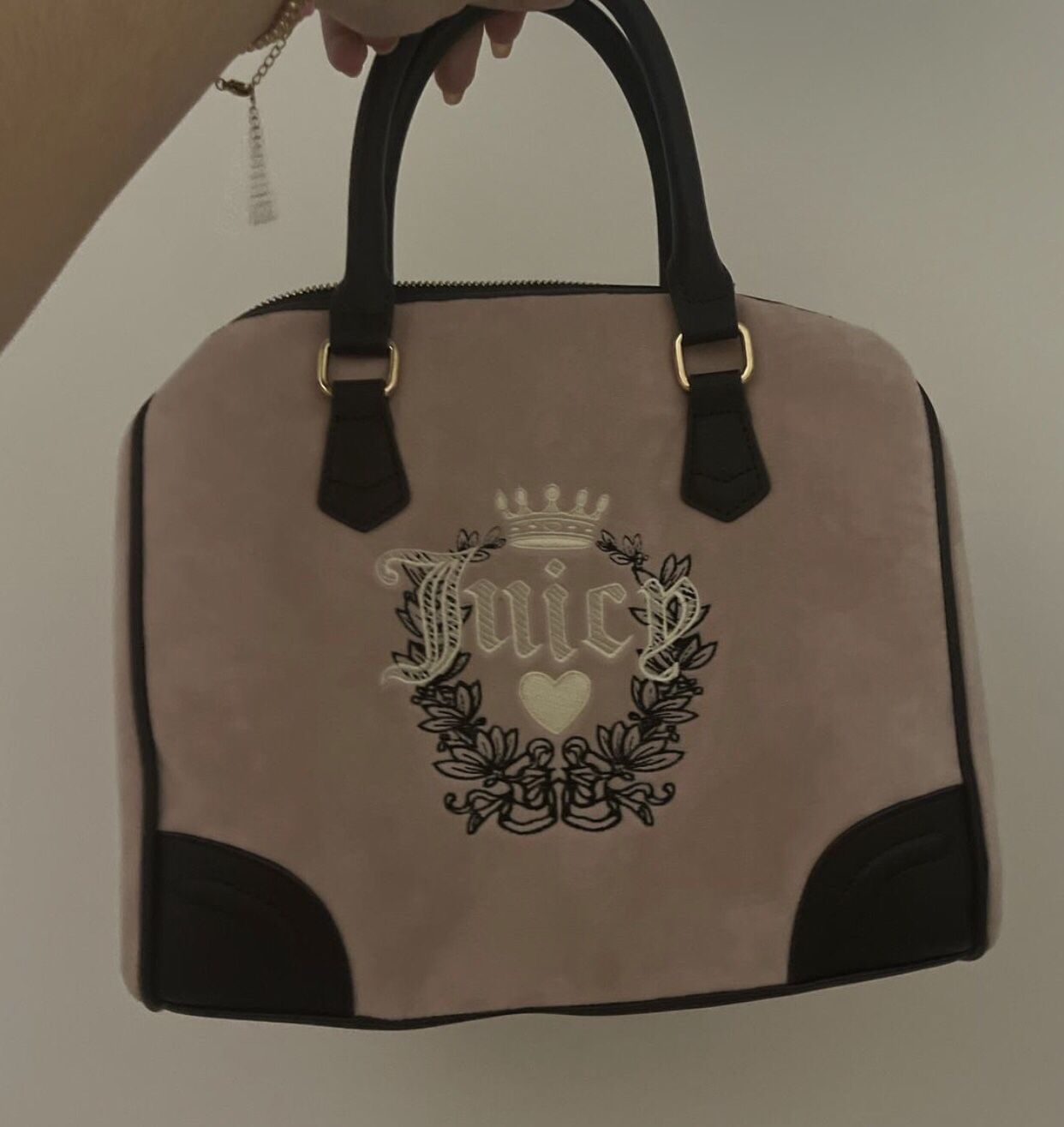 Brand New Rare Heritage Juicy Couture Bag With Mini Pouch In Pink Velour