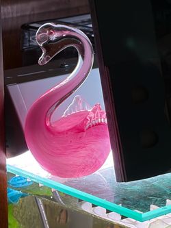 Flamingo pink glass desk paperweight