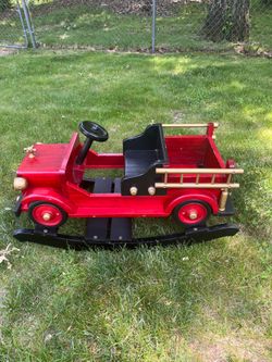 Classic Red Wooden Fire Truck Rocker $50 Cash only. Cross Posted