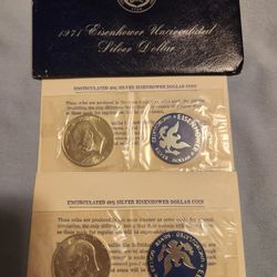 1971-S (2 BLUE PACKS) 40% SILVER EISENHOWER DOLLAR IKE, UNCIRCULATED COIN
