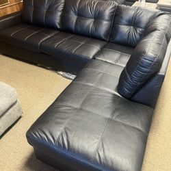 Black Leather Stylish Sectional 