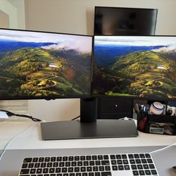 2 Dell Monitors (24in) & 1 Dell Dual Monitor Stand 