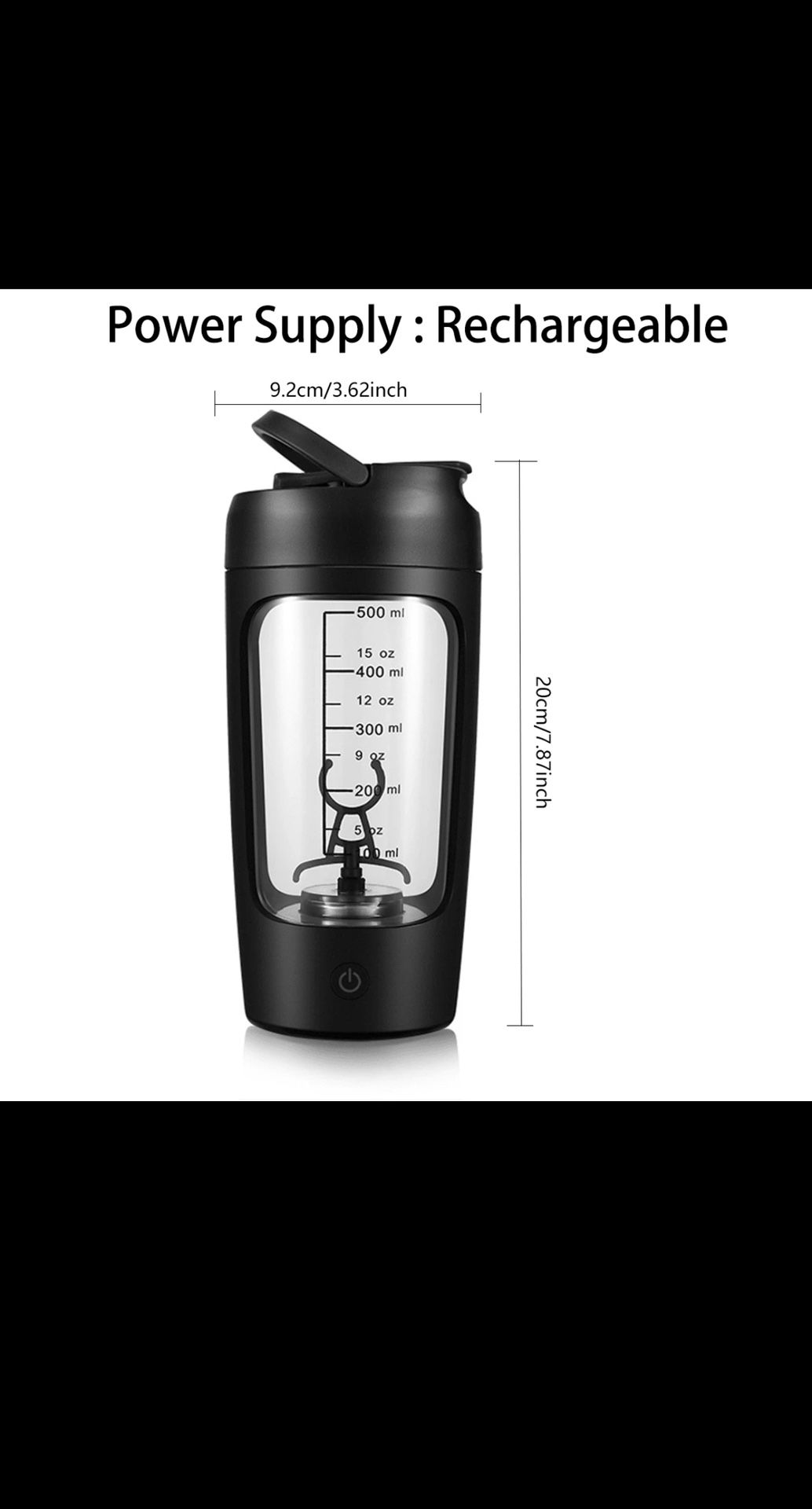 1pc Rechargeable Electric Shaker Cup, Portable Automatic Protein Shake Mixer Cup, Gym On-The-Go Smoothie Blender Bottle