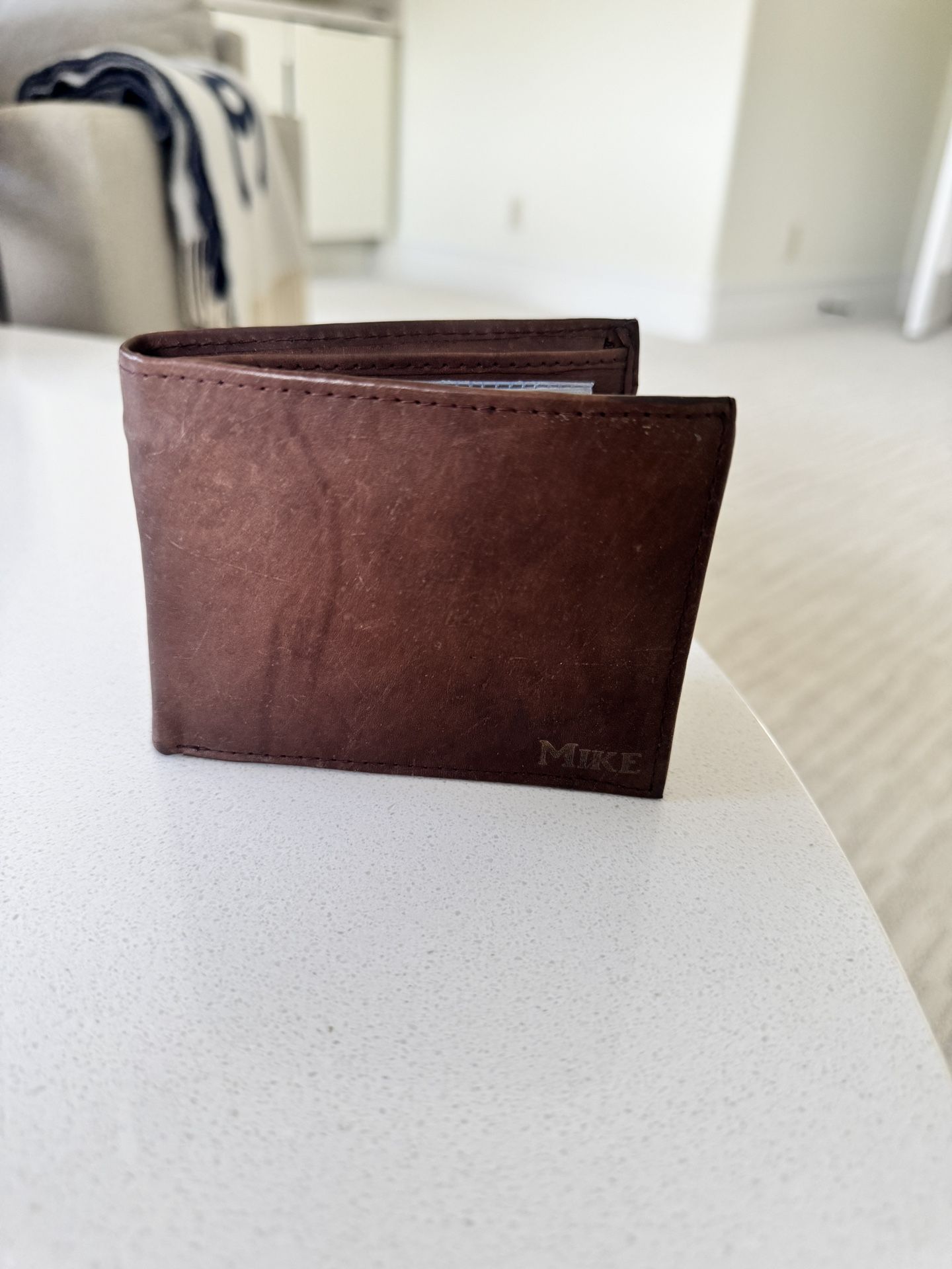 New Personalized Brown Leather Wallet