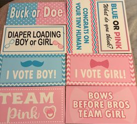 Gender Reveal Party Photo Booth Signs Set