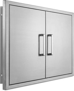 New in the box Outdoor Kitchen Doors- 30" W x 21" H - Stainless Steel BBQ Double Access Door,Flush Mount for Outdoor Kitchen and BBQ Island(E475)