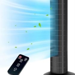 Uthfy 31 Inch Tower Fan for Bedroom, 120° Oscillating Quiet Standing Bladeless Fan With Remote, 7.5H Timer, 3 Speeds, 3 Modes, for Room, Dorm, Office,